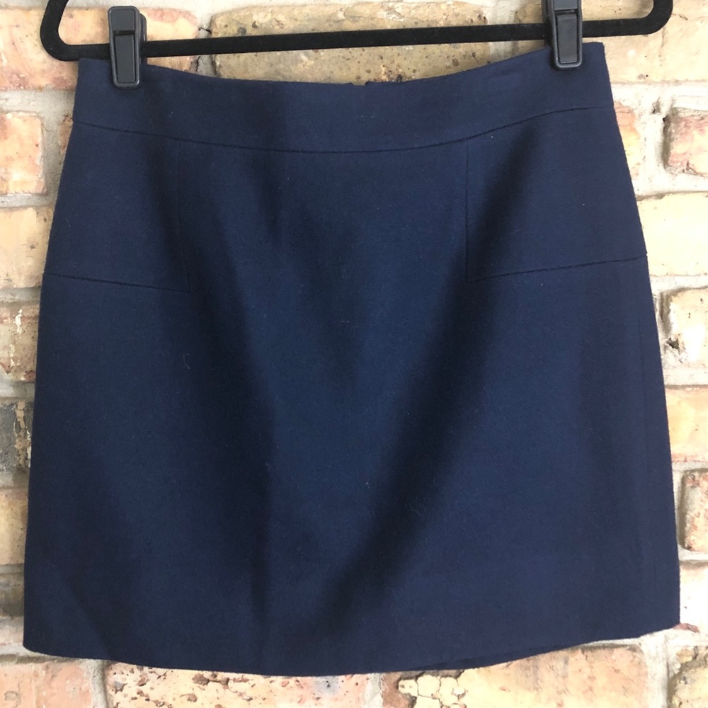 J. Crew Navy Felted Wool Mini Skirt